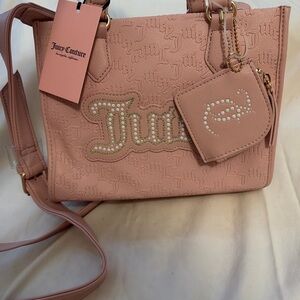 Juicy Couture Blush Pink Embossed Logo Crossbody Bag with Coin Pouch